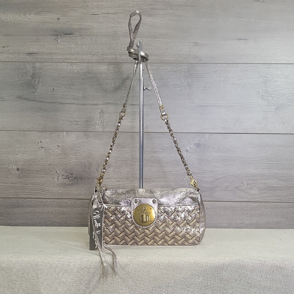 Elliott Lucca 3 way Demi Metallic Woven Leather Crossbody Shoulder Bag - Picture 1 of 15